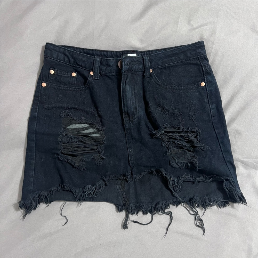 Brooklyn Karma Black Jean Skirt